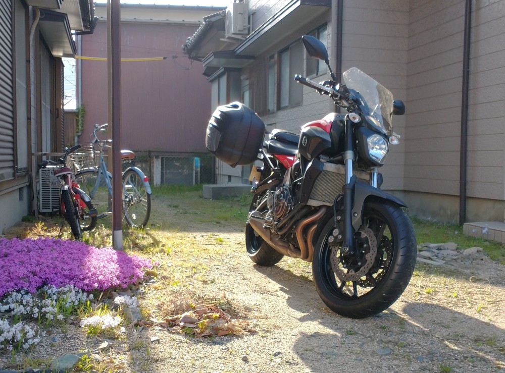 出発前のバイク A motorcycle before departure